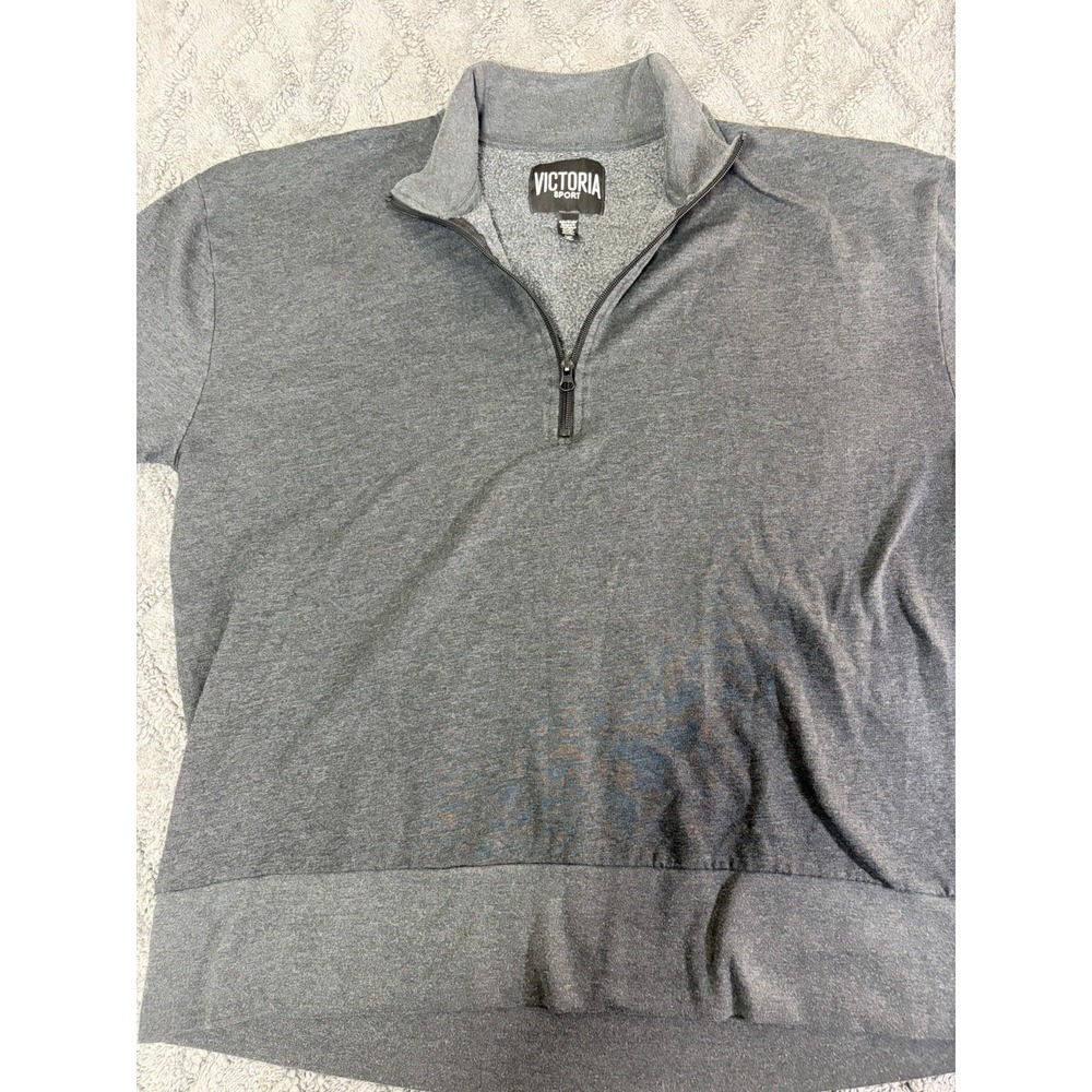 Women's Grey Victoria's Secret 'Victoria Sport' Quarter Zip Sweater size XL - Picture 2 of 6
